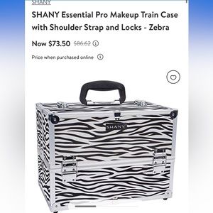 SHANY Essential Pro Makeup Train Case with Shoulder Strap and Locks - Zebra